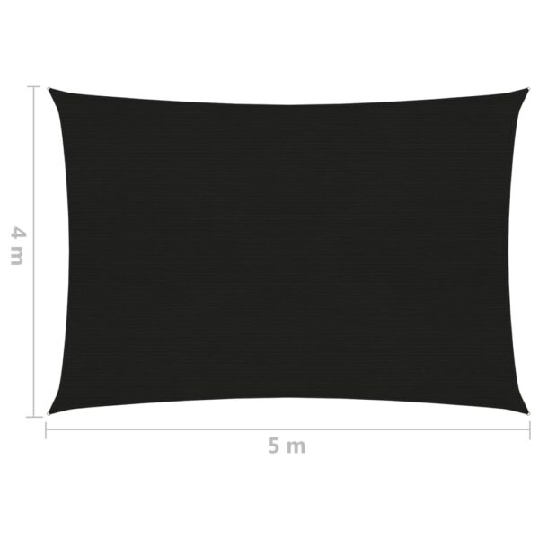 Sonnensegel 160 g/m² Schwarz 4×5 m HDPE