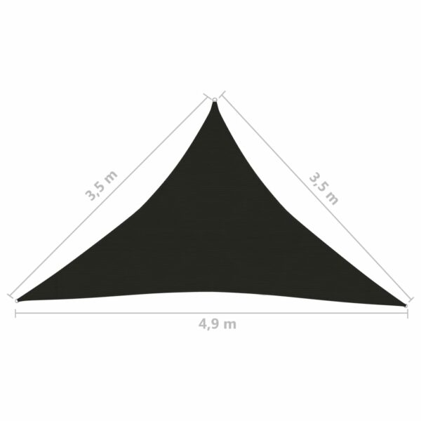 Sonnensegel 160 g/m² Schwarz 3,5×3,5×4,9 m HDPE
