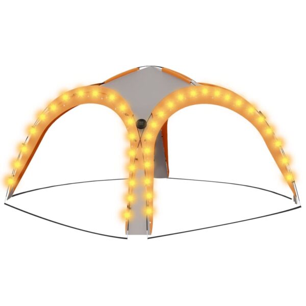 Partyzelt mit LED und 4 Seitenwänden 3,6×3,6×2,3 m Grau Orange