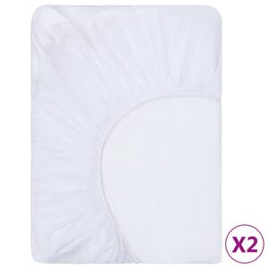 Spannbettlaken 2 Stk. Wasserdicht Baumwolle 200×220 cm Weiß