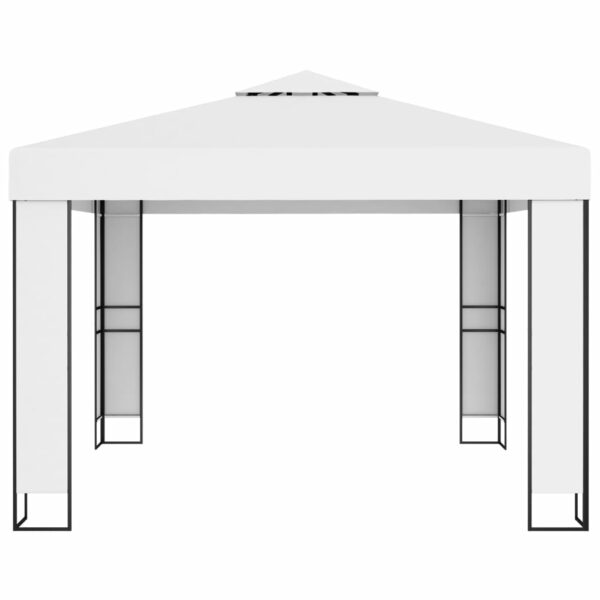Pavillon mit Doppeldach und Lichterketten 3×3 m Weiß