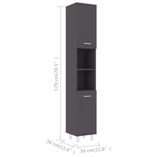 Badezimmerschrank Grau 30x30x179 cm Spanplatte