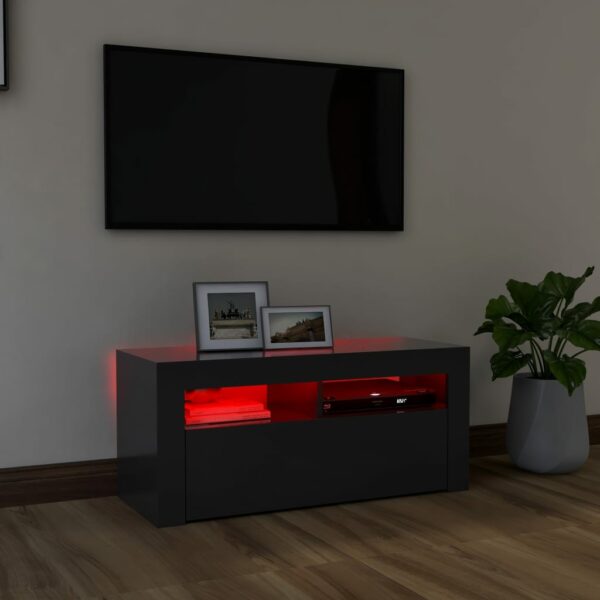 TV-Schrank mit LED-Leuchten Grau 90x35x40 cm