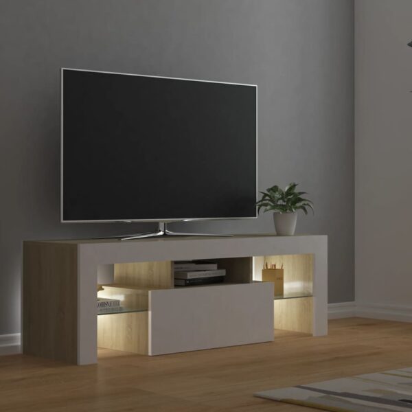 TV-Schrank mit LED-Leuchten Weiß Sonoma-Eiche 120x35x40 cm