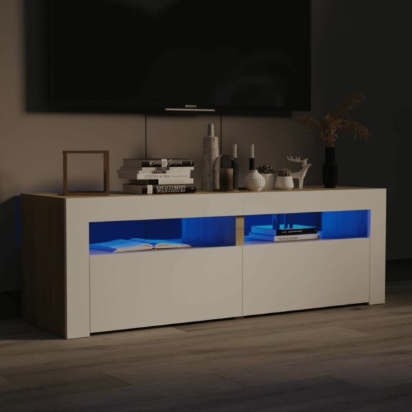 TV-Schrank mit LED-Leuchten Weiß Sonoma-Eiche 120x35x40 cm