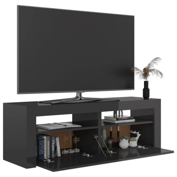 TV-Schrank mit LED-Leuchten Hochglanz-Grau 120x35x40 cm