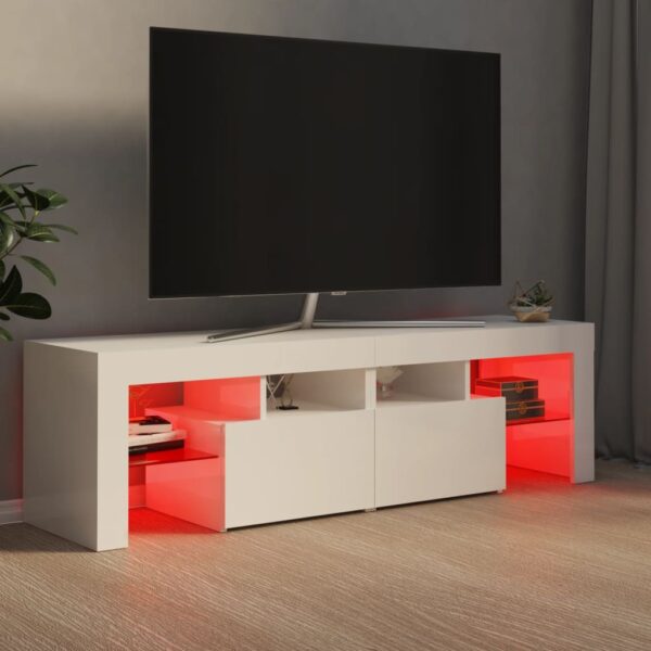 TV-Schrank mit LED-Leuchten Hochglanz-Weiß 140x35x40 cm