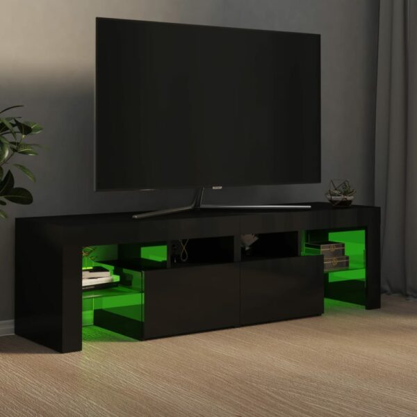 TV-Schrank mit LED-Leuchten Hochglanz-Schwarz 140x35x40 cm