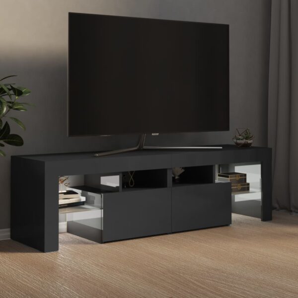 TV-Schrank mit LED-Leuchten Hochglanz-Grau 140x35x40 cm