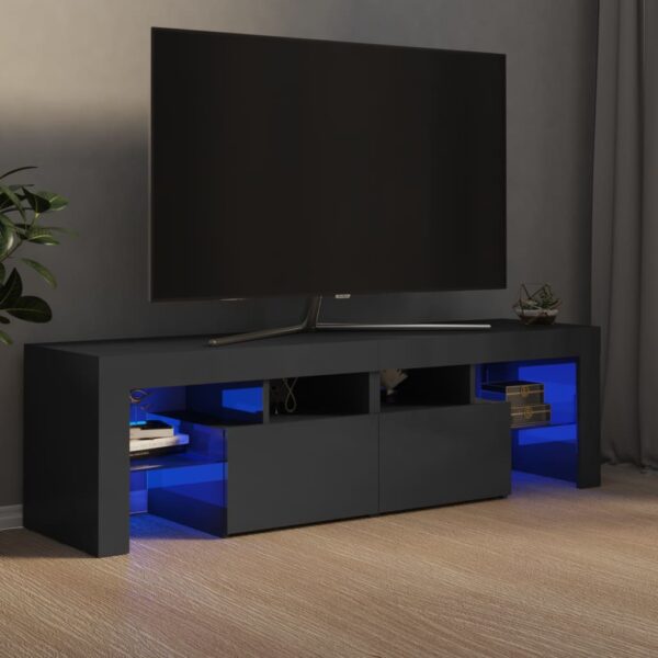 TV-Schrank mit LED-Leuchten Hochglanz-Grau 140x35x40 cm
