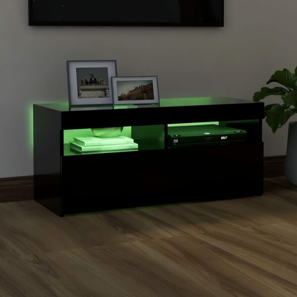 TV-Schrank mit LED-Leuchten Schwarz 90x35x40 cm
