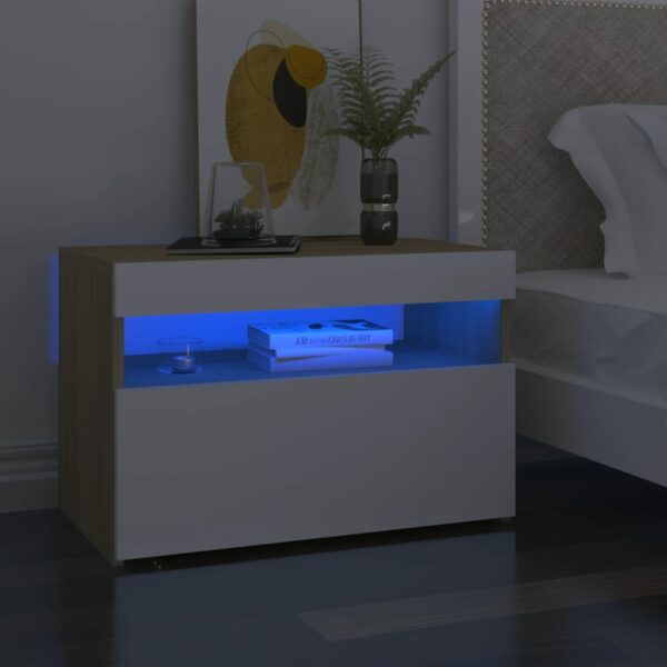TV-Schrank mit LED-Leuchten Weiß Sonoma-Eiche 60x35x40 cm