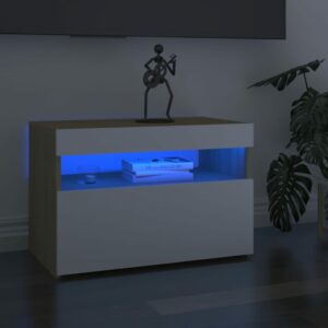 TV-Schrank mit LED-Leuchten Weiß Sonoma-Eiche 60x35x40 cm