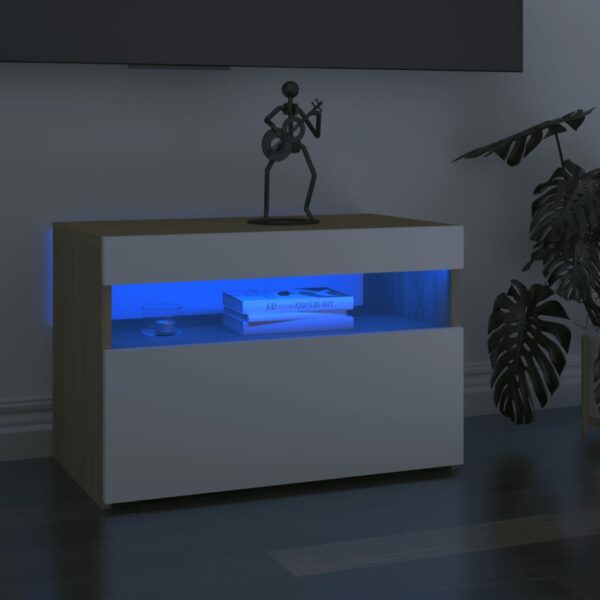 TV-Schränke LED-Leuchten 2 Stk. Weiß Sonoma-Eiche 60x35x40 cm