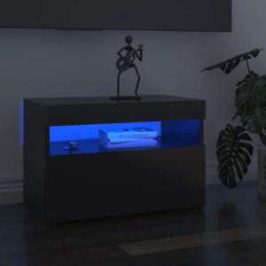 TV-Schrank mit LED-Leuchten Hochglanz-Grau 60x35x40 cm