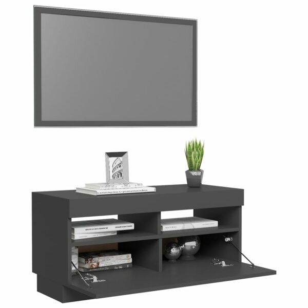 TV-Schrank mit LED-Leuchten Hochglanz-Grau 80x35x40 cm