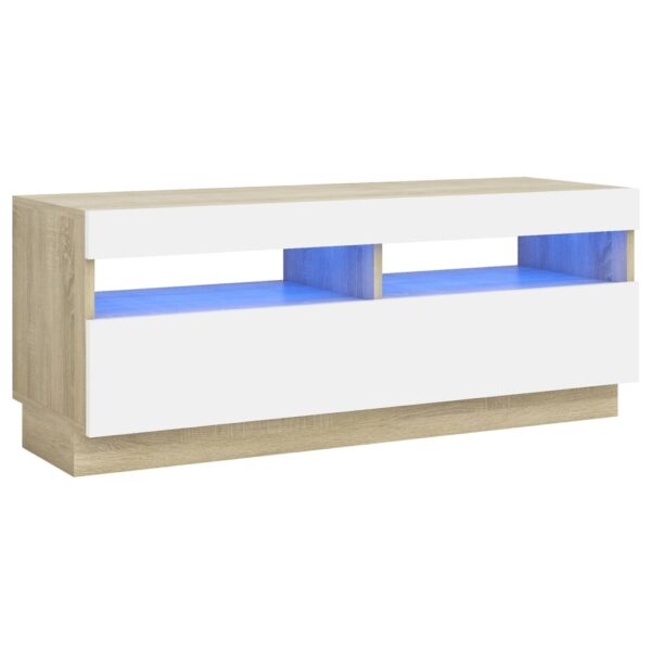 TV-Schrank mit LED-Leuchten Weiß Sonoma-Eiche 100x35x40 cm