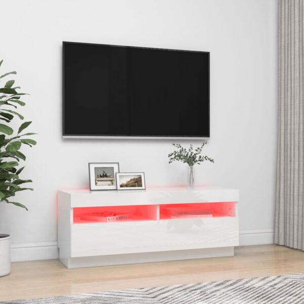 TV-Schrank mit LED-Leuchten Hochglanz-Weiß 100x35x40 cm