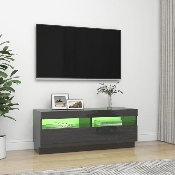 TV-Schrank mit LED-Leuchten Hochglanz-Grau 100x35x40 cm