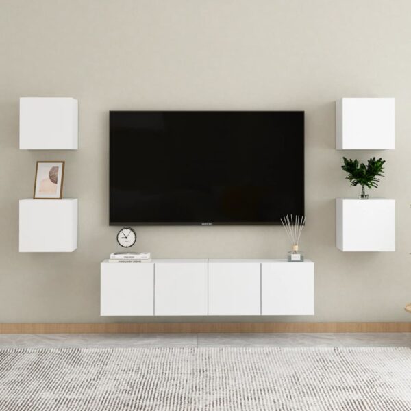 TV-Wandschränke 4 Stk. Weiß 30,5x30x30 cm