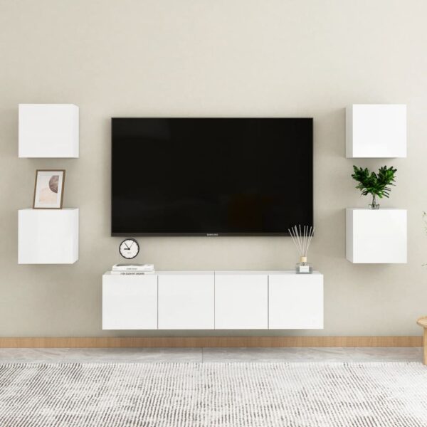 TV-Wandschränke 4 Stk. Hochglanz-Weiß 30,5x30x30 cm
