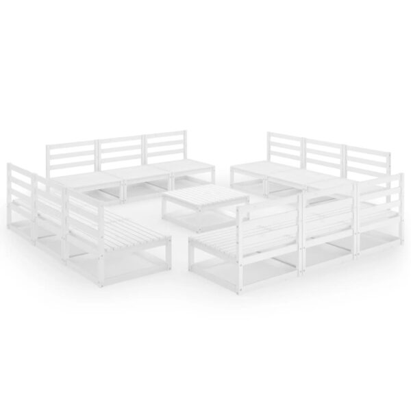 13-tlg. Garten-Lounge-Set Weiß Kiefer Massivholz
