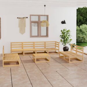9-tlg. Garten-Lounge-Set Kiefer Massivholz