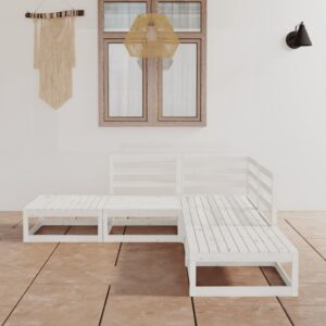 5-tlg. Garten-Lounge-Set Weiß Kiefer Massivholz