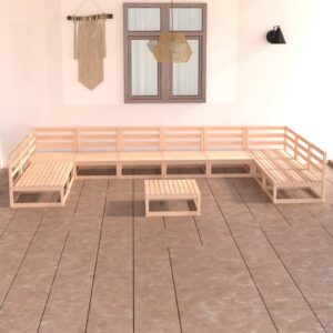 11-tlg. Garten-Lounge-Set Massivholz Kiefer