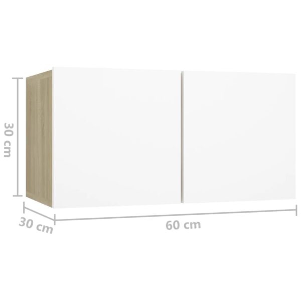 TV-Hängeschrank Weiß und Sonoma-Eiche 60x30x30 cm