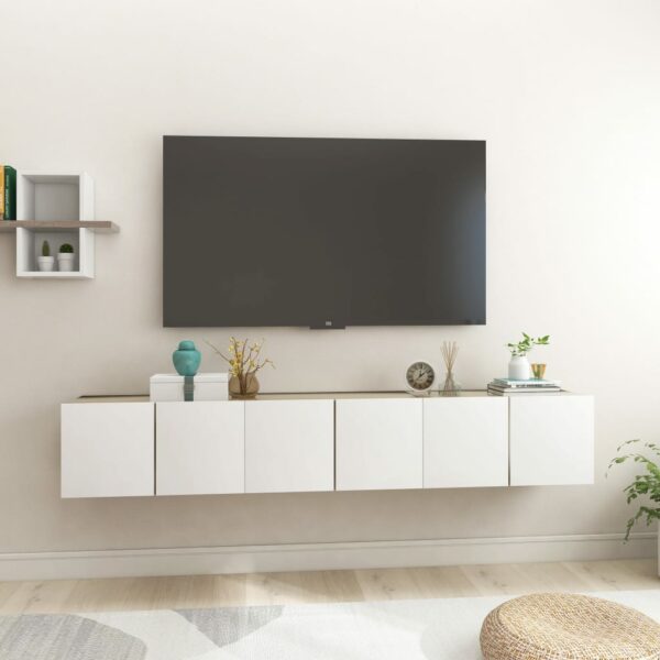 TV-Hängeschränke 3 Stk. Weiß und Sonoma-Eiche 60x30x30 cm