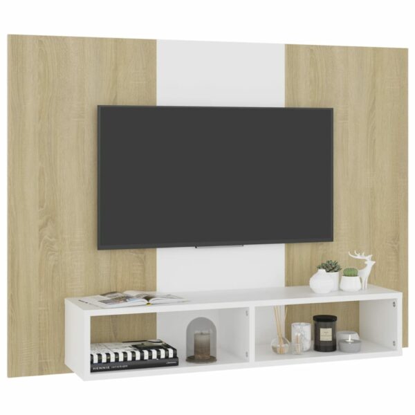 TV-Wandschrank Weiß Sonoma-Eiche 120×23,5×90 cm Spanplatte