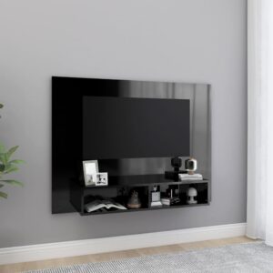 TV-Wandschrank Hochglanz-Schwarz 120×23,5×90 cm Spanplatte