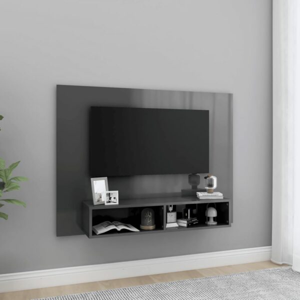 TV-Wandschrank Hochglanz-Grau 120×23,5×90 cm Spanplatte