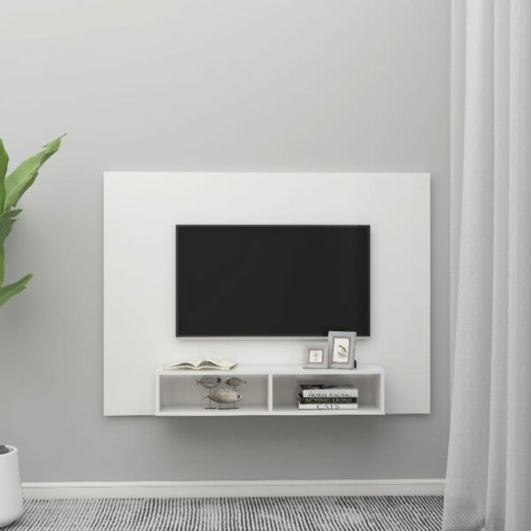 TV-Wandschrank Hochglanz-Weiß 135×23,5×90 cm Spanplatte
