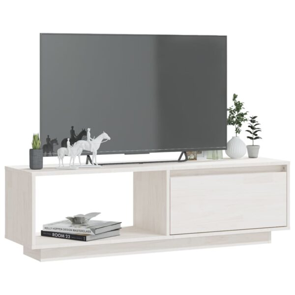 TV-Schrank Weiß 110x30x33,5 cm Massivholz Kiefer