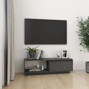 TV-Schrank Grau 110x30x33,5 cm Massivholz Kiefer