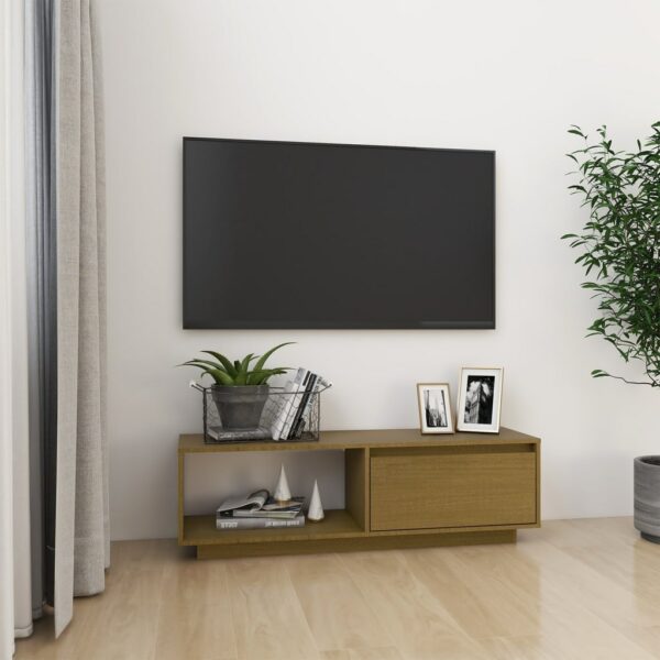TV-Schrank Honigbraun 110x30x33,5 cm Massivholz Kiefer