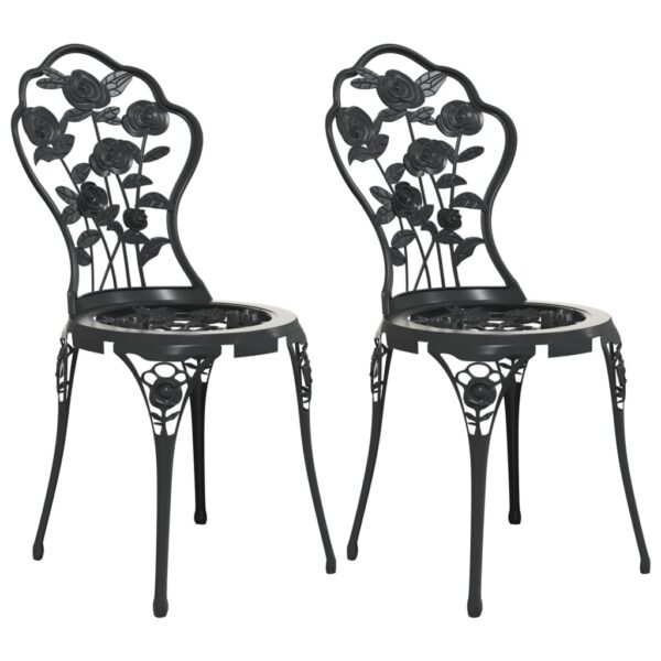 Bistro-Stühle 2 Stk. Aluminiumguss Schwarz