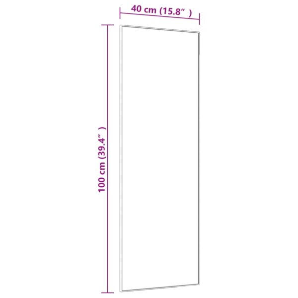 Türspiegel Schwarz 40×100 cm Glas und Aluminium