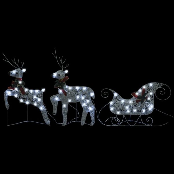 Rentiere & Schlitten Weihnachtsdeko 60 LEDs Outdoor Silbern