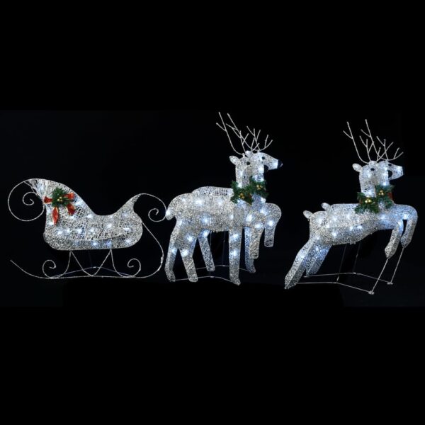 Rentiere & Schlitten Weihnachtsdeko 100 LEDs Outdoor Silbern