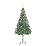 Künstlicher Weihnachtsbaum mit LEDs Kugeln & Zapfen 180 cm