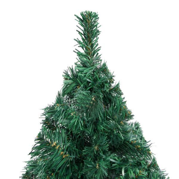 Künstlicher Weihnachtsbaum mit LEDs & Kugeln Grün 210 cm PVC
