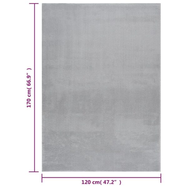 Teppich Shaggy Waschbar Weich 120×170 cm Rutschfest Grau