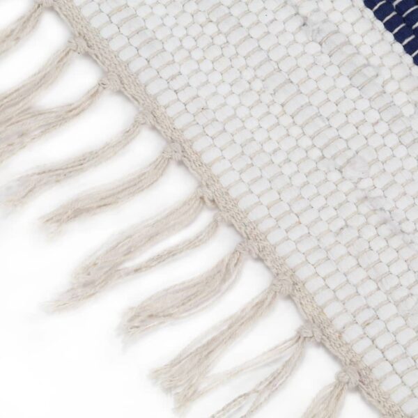 Handgewebter Chindi-Teppich Baumwolle 200x290cm Blau und Weiß