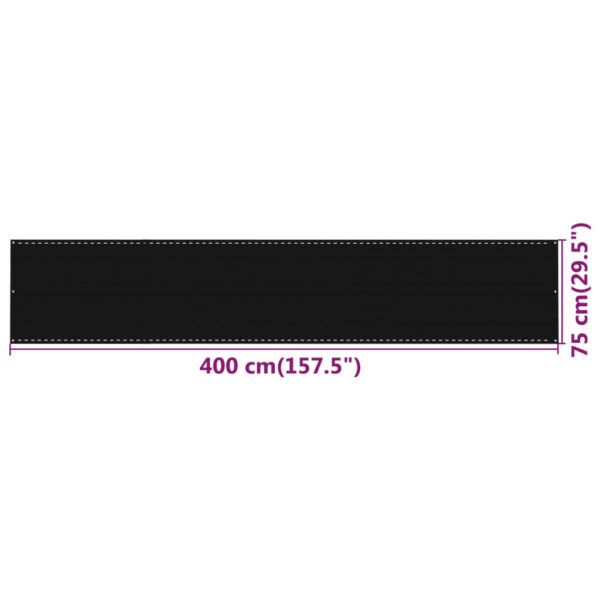 Balkon-Sichtschutz Schwarz 75×400 cm HDPE