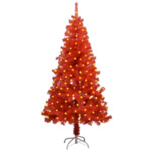 Künstlicher Weihnachtsbaum mit LEDs & Ständer Rot 150 cm PVC