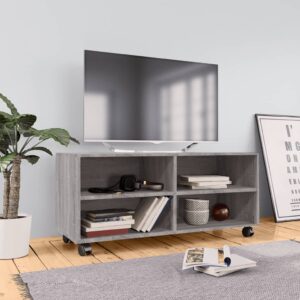 TV-Schrank mit Rollen Grau Sonoma 90x35x35 cm Holzwerkstoff